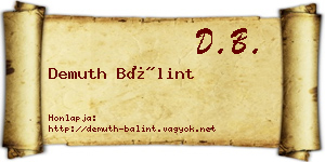 Demuth Bálint névjegykártya